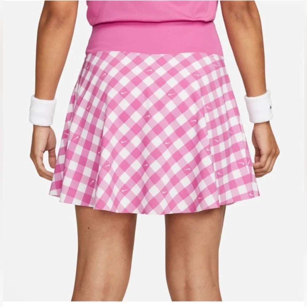 Nike Dri-Fit Club checkered Pink White Printed tennis Skirt skort size small new